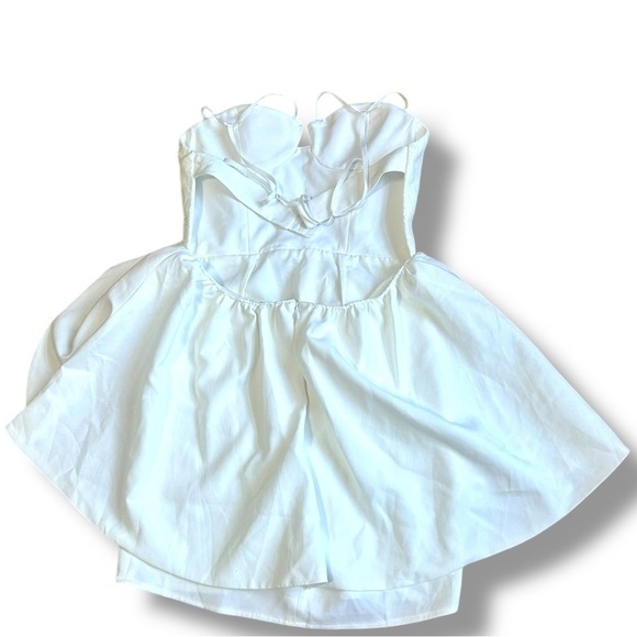 Revolve NBD Swoon Sexy White Bustier Dress Lace Peplum Open Back Bridal Size Sm - Picture 9 of 14